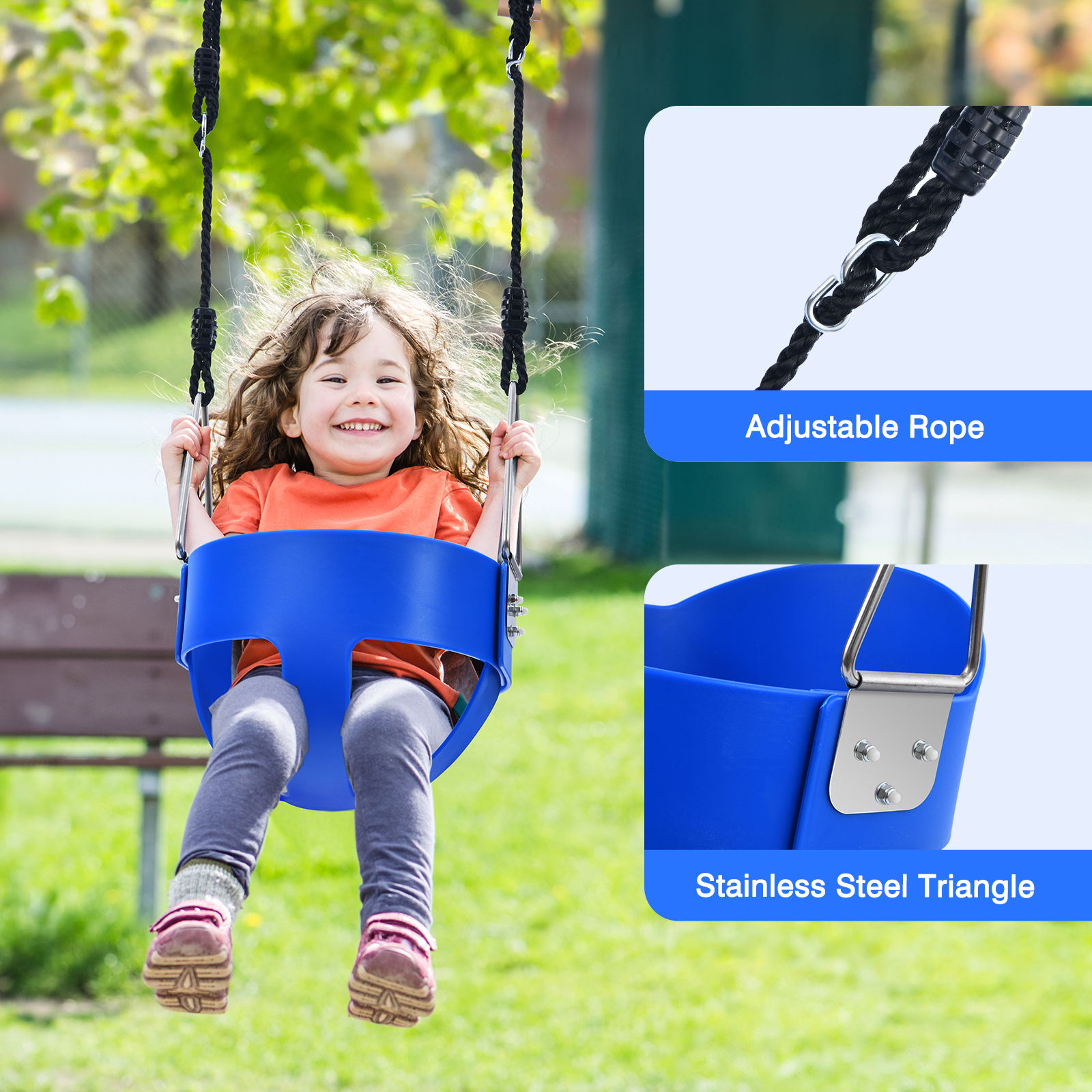 Hapfan Toddlers 3 In 1 Outdoor Playground Swing Set For Backyard With