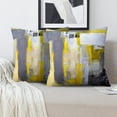 thumbnail image 2 of Yellow and Grey Abstract Art Artwork Pillow Cover, Gallery Modern Decorative Throw Pillows Cushion Cover for Bedroom Sofa Living Room 16 x 16 Inch Set of 2, 2 of 6