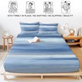 thumbnail image 5 of Full Size Fitted Sheet Set - Navy Blue Grey 3 Piece Bedding Sets 16" Deep Pocket Fitted Sheet with 2 Pillowcases Abstract Art Oil Painting Blue Ombre Brushed Microfiber Hotel Luxury Bed Sheets, 5 of 9