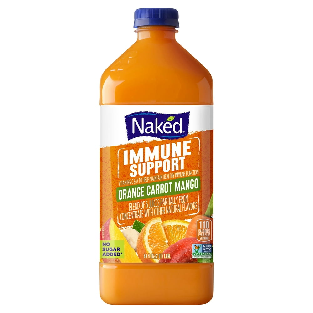 Naked Immune Support Juice Blend Orange Carrot Mango 64 Fl Oz Bottle