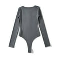 thumbnail image 4 of Brglopf Womens Long Sleeve Bodysuit Henley Body Suits Button Down Basic Crewneck Stretchy Bodysuits Shirts Tops, 4 of 6