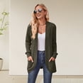 thumbnail image 3 of Women Sweater Jacket Open Stitch Knitted Solid Color Coat Loose Thermal Long Sleeved Commuting Dating Spring Fall Winter Outerwear, 3 of 8