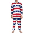 thumbnail image 3 of Balery American Patriotic Stars And Stripes Pijama para Hombre de Dos Piezas con Manga Larga, Conjunto de Dormir y Descanso Suave con Bolsillos-Large, 3 of 7