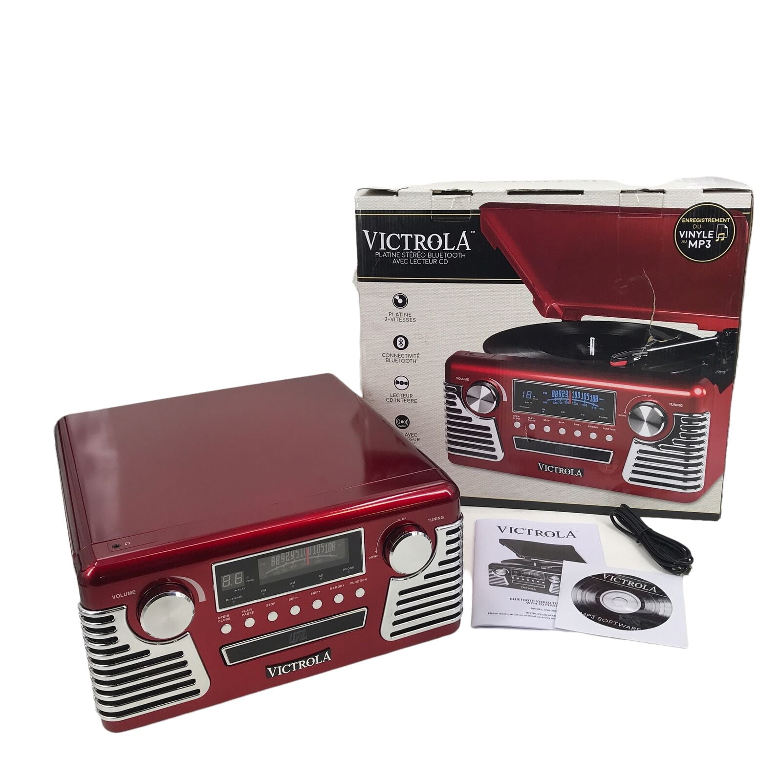 Tocadiscos Vinilo Victrola V50-200 Bt Cd Estéreo Am Fm Usb.