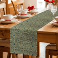 thumbnail image 5 of Abstract Geometric Cotton Linen Table Runner for Dining Kitchen, Traditional Tribe Abstract Pattern Yellow Wedding Outdoor Party Tablerunners, Dresser Scarf Coffee Tablecloth Runners 13x120 Inches, 5 of 9