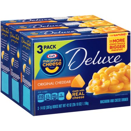 Kraft Macaroni Ingredients - Kraft Macaroni & Cheese Dinner Deluxe Original Cheddar, 3 count, 14 OZ (397g) Box