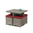 thumbnail image 1 of Kettler Palma 5-Piece Patio Cube Dining Set. Includes 4 Jockey Red Cushioned Stools and 27-Inch Poly Top Table., 1 of 5