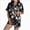 W60-Black, variant on Women Halloween Printed Lapel Button Short Sleeve Shorts Pajama Set 2PC Home Set Matching Sets