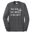 thumbnail image 2 of Wild Bobby The Way, The Truth & The Life Inspirational/Christian Men Long Sleeve Shirt, Heather Black, XX-Large, 2 of 5
