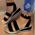 thumbnail image 2 of IUJSOY Espadrilles for Women Open Toe Wedge Sandals Elastic Strap Heels Casual Slip on Shoes, 2 of 3