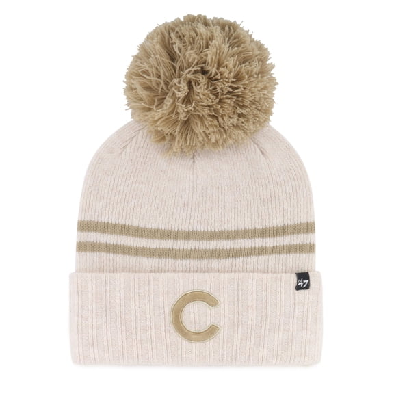 Women's '47  Natural Chicago Cubs Latte Cuffed Knit Hat with Pom