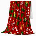 thumbnail image 2 of Festive Holiday Candy Decorations Christmas Red Pattern, Festive Holiday Scene, Warm Flannel Blanket for Living Room and Reading Nook, Art Lovers Christmas Gift, Festive Home Decor, 2 of 9