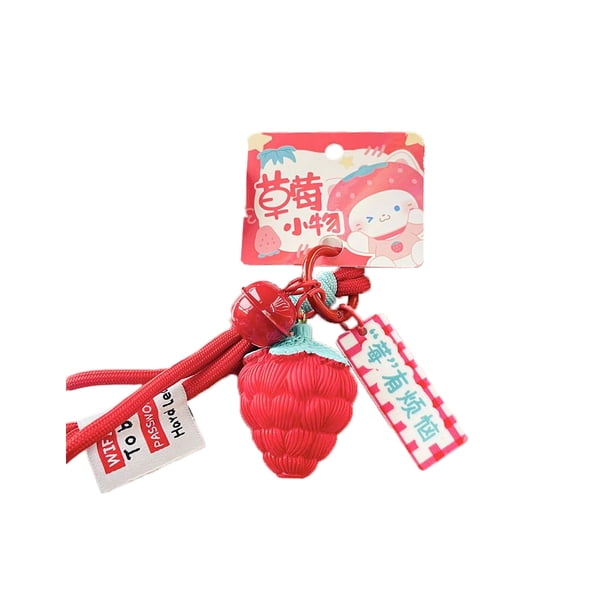 Llavero con colgante de dibujos animados Wosthever para mujer bolso de mano para niña portátil monedero decoración colgante Artesanía rojo fresa