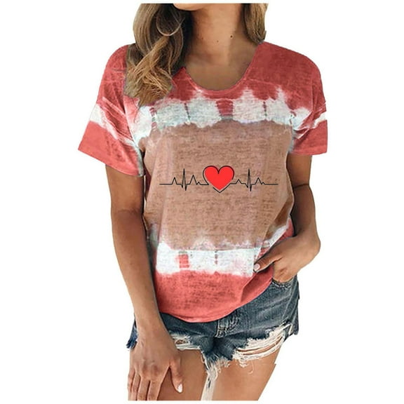 IROINNID T-Shirts For Women Summer Print Regular Women Short Sleeves Top