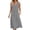 A217-Gray, variant on Sokhug Women's Sleeveless Linen Cotton Henley V Neck Dress with Side Pockets Waist Gathered Casual Summer Sundress