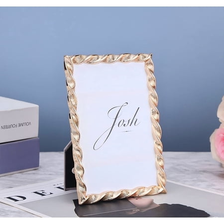 Metal Picture Frame 4x6,Photo Frame with Spiral Streak,Glitter Finish & HD Glass - Multi-Display (Vertical/Horizontal ) Glam Style, Ideal Gift for Special Occasions,Rose Gold
