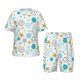 thumbnail image 1 of Balery Gold Stars Blue Dots Pattern Conjunto de Pijama Infantil de Manga Corta con Estampado – Ropa de Dormir de Algodón Suave-Medium, 1 of 6