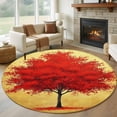 thumbnail image 3 of Red Tree Round Area&nbsp;Rug 7ft Landscape Autumn Non-Slip&nbsp;Washable Circle Rugs Soft Felt Indoor Floor Mat for Bedroom Kitchen Living Room Bathroom, 3 of 9