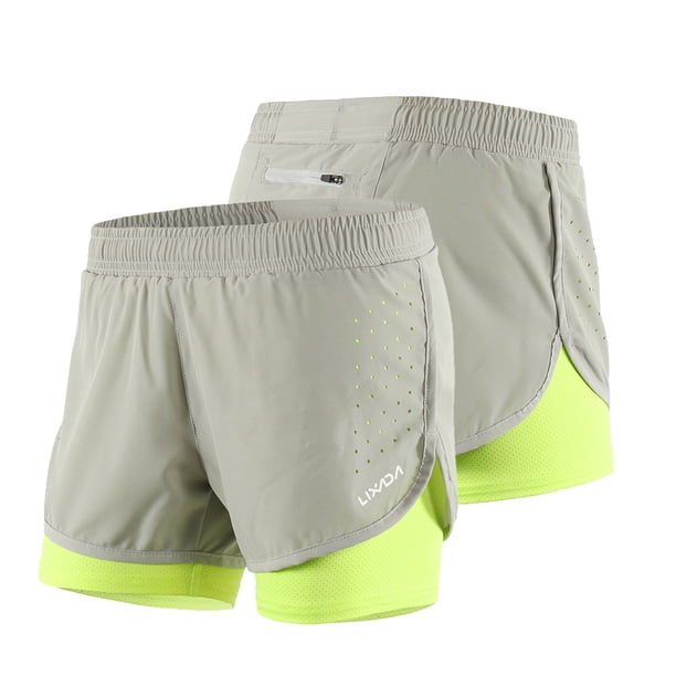 Shorts deportivos Lixada Shorts para correr 2 en 1 para mujer Secado rápido Ejercicio de entrenamiento activo transpirable Pantalones cortos para trotar con forro más largo Lixada Shorts deportivos
