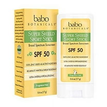 Babo Botanicals Super Shield Zinc Sport Stick Sunscreen SPF 50 with Soothing Organic Ingredients, Non-Nano, Fragrance Free, for Baby, Kids or Sensitive Skin, Yellow, Unscented, 0.6 Ounce