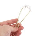 thumbnail image 3 of Unique Bargains 1 Pc Grace Pearl U-shaped Hair Pins Hairdo Clip for Women 4.33"x1.57"x0.47" Gold Tone, 3 of 5