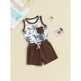 thumbnail image 5 of Baby Boy 2 Piece Outfits Beach Print Sleeveless Tank Tops and Elastic Shorts Set Summer Clothes 1 Months-3 Years, 5 of 10