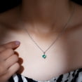 thumbnail image 5 of Rosec Jewels Certified Lab Grown Emerald Heart Necklace with Chain (7 mm, AAAA Quality) Ready to Gift for Valentines Day, 925 Sterling Silver, 5 of 8