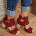thumbnail image 5 of Peep Toe High Heel with Buckle Ankle Large Size Decor Rhinestone Fashion Durable Suit for Women, 5 of 5