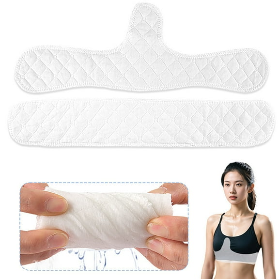 Cotton Bra Liners To Absorb Sweat 3 Layer Reusable Washable Under Bra Pads Sweat Liners for Women Sweating Supplies, White 3/2/1PCS