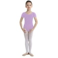 thumbnail image 2 of DPOIS Kids Girls Strechy Short Sleeve Ballet Dance Gymnastics Leotard Purple 3, 2 of 7
