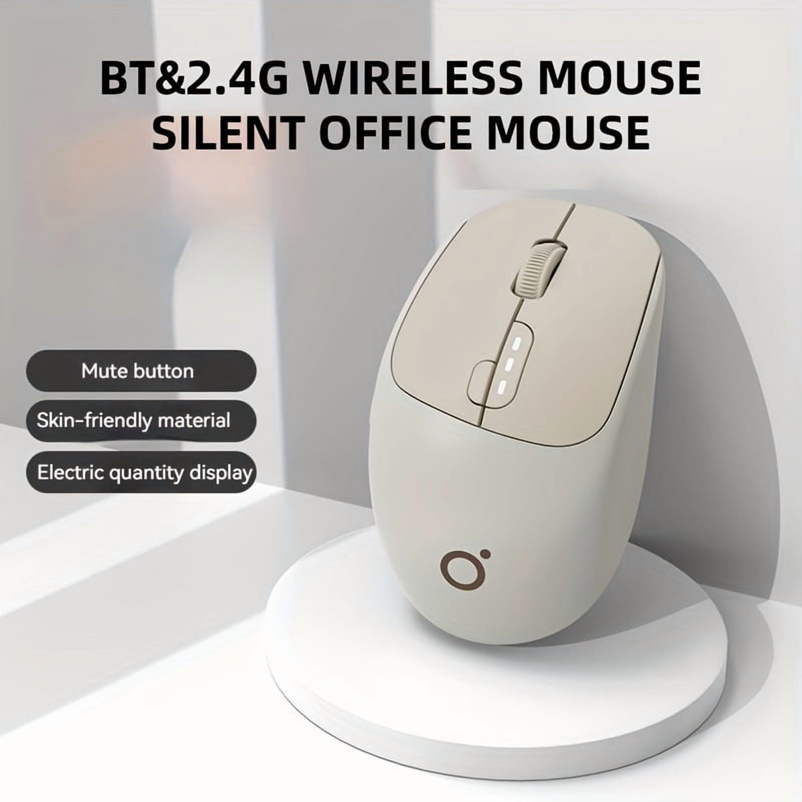 Mini ambidextrous optical wireless mouse, rechargeable 2.4G+Bluetooth, silent one-click rebound, Type-C charging, suitable for office, gaming, home, laptops and desktops, compatible with Windows 10,