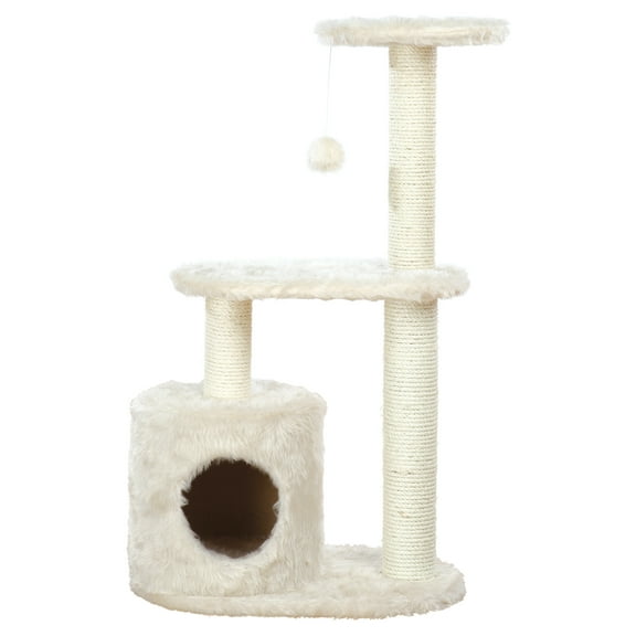 TRIXIE Casta Plush & Sisal 3-Level 37.4" Cat Tree with Scratching Posts & Condo, Cream