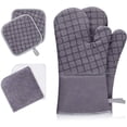 thumbnail image 4 of 6pcs/set Oven Gloves Mitts Cotton Microwave Heat Insulation Mat Oven Gloves Washable Kitchen Washable Kitchen Rags, Gray Rag, 4 of 9