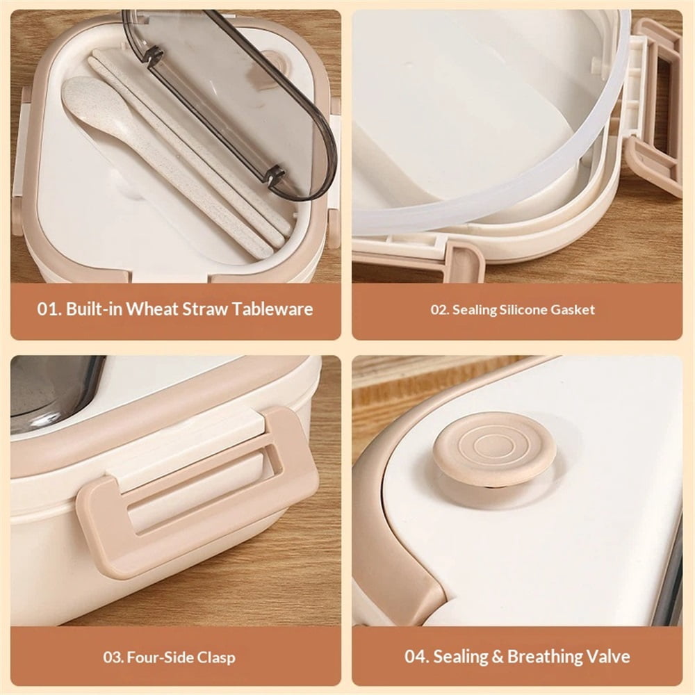 Bento Box, 1300ml Leakproof Lunch Box, Easy To Open And Close, Food Storage Container For Outings, Picnics, And Travels (3 Compartments)