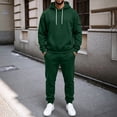 thumbnail image 3 of WIZUTIZ Men's Winter Set Solid Color Hooded Sweatshirt Long Sleeve Zippered Pocket Top Elastic Waist Cuffed Sweatpants Two-Piece Outfit Polyester for Outdoor Sports Daily Casual Mens Fashion, 3 of 3