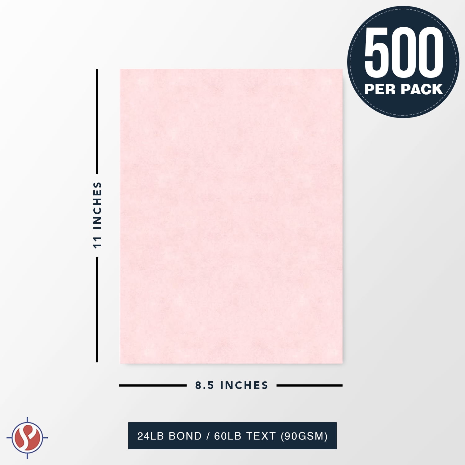 Pink Stationery Parchment Paper | 24 Lb Bond / 60 lb Text / 90 GSM Paper |  50 Sheets Per Pack | 11” x 17” Inches