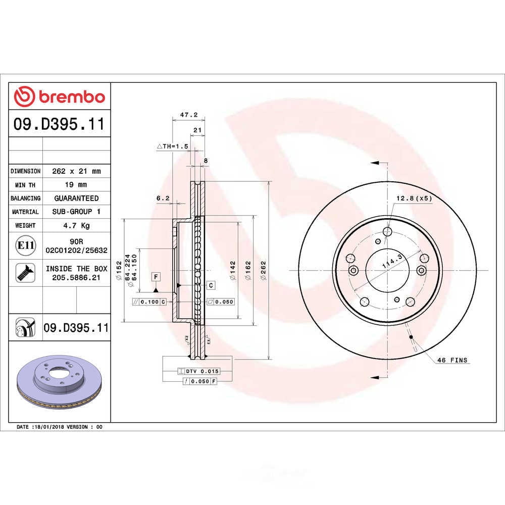 Brembo 09.D395.11 PRIME Disc Brake Rotor