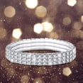 thumbnail image 5 of Unir Stretch Full Rhinestone Bracelet Elastic Tennis Bracelet Stackable Silver Bangle for Women Wedding Party Jewelry Gift 1pc One Size White, 5 of 7