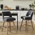 thumbnail image 5 of Usaint 27" 360° Swivel Counter Height Bar Stools Set of 6, Upholstered with Backrest and Sturdy Rubberwood Legs for Kitchen Island, Breakfast Bar, Gray, 5 of 11