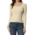 thumbnail image 1 of INSPIRE CHIC Chandail pour Femmes Ajusté à Manches Longues Col Cœur Tricoté TP Beige, 1 of 5