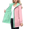 thumbnail image 3 of Windbreaker Jacket Women Outdoor Plus Size Hooded Long Sleeve Solid Color Double Sided Coat Winter Sports Casual Jacket Outerwear with Pockets, 3 of 10