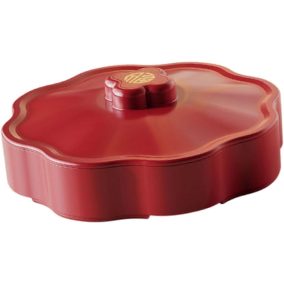 ABPETE Divided Serving Tray Serving Bowl Dessert Dish Snacks Platter Snackle Tray for Party Chinese New Year Dried Fruits Nuts Candy, 1 Tier