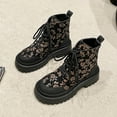 thumbnail image 5 of Roncen Womens Platform Boots Round Toe Flat Ankle Boots Punk Boots Lace Up&Zipper Combat Boots, 5 of 9