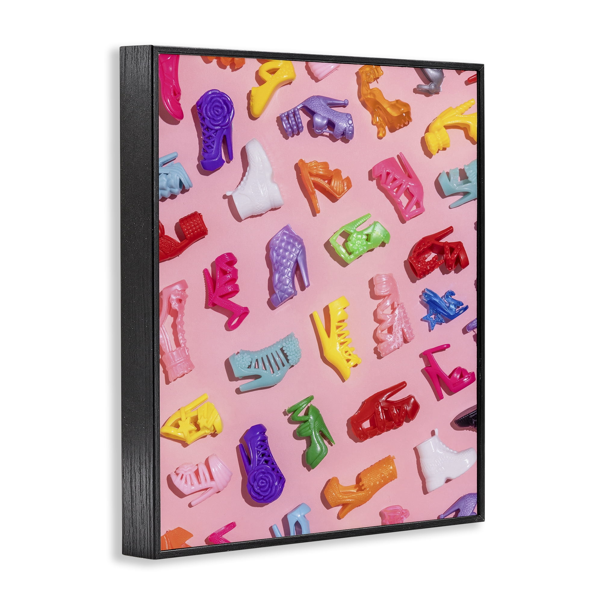 Stupell Industries Tiny Colorful Doll Shoes Black Framed Giclee Art, design by LISH Creative