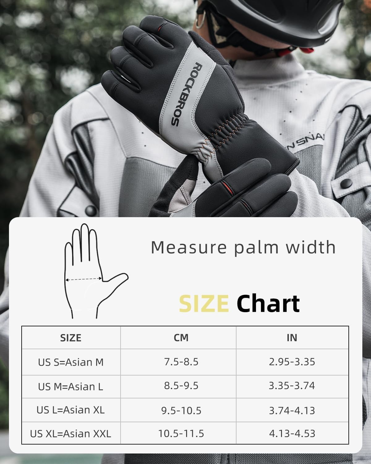 ROCKBROS Winter Cycling Gloves Winter Bike Gloves with Touchscreen Fingers Windproof Thermal Winter Gloves
