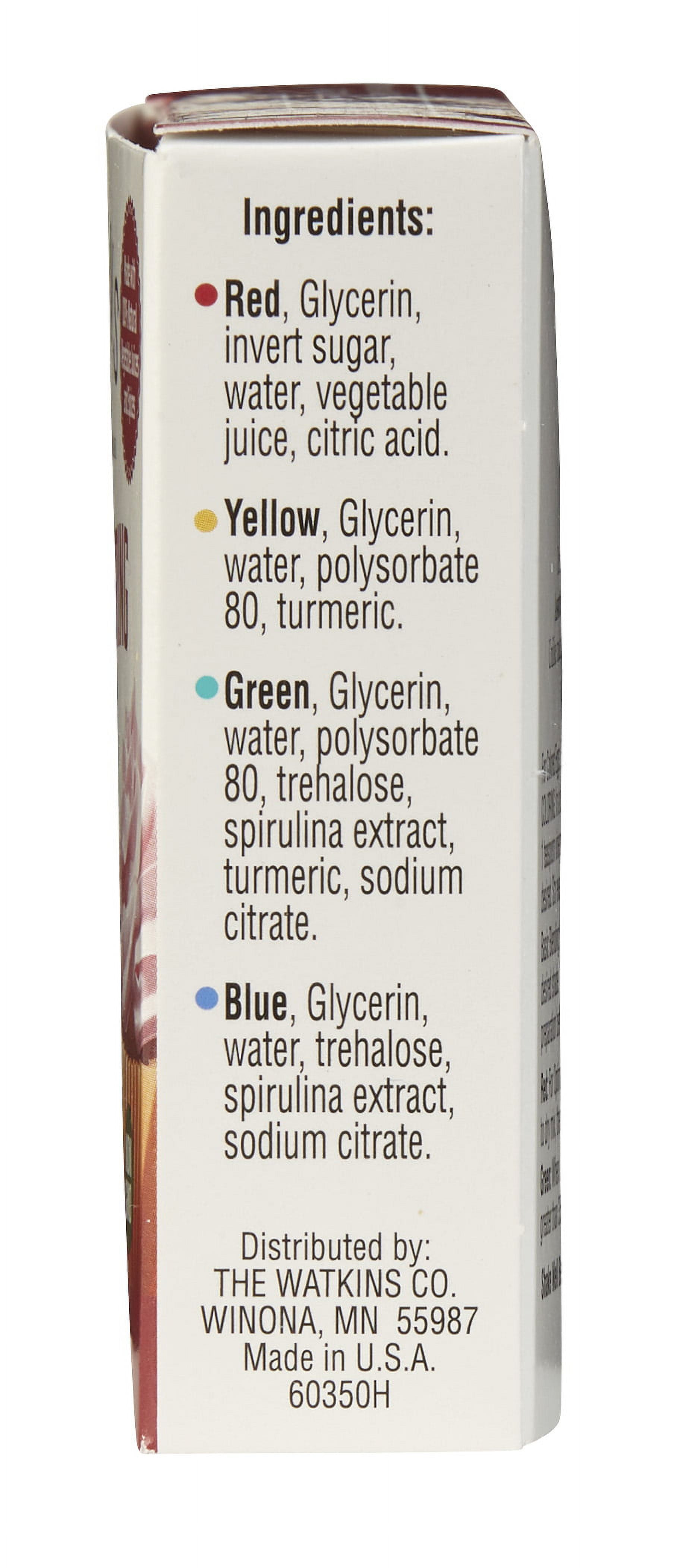 Watkins Assorted Food Coloring 4 - 1 fl oz Bottle(S)
