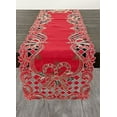 thumbnail image 5 of Fennco Styles Christmas Embroidered Sequin Holly Bow and Candy Cane Cutwork Border Table Runner 16" W x 88" L - Red Table Cover for Home, Holiday Décor, Dining Room, Banquet and Special Occasion, 5 of 6
