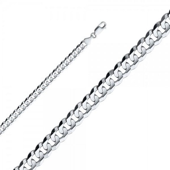 14K White Gold 6.9mm Cuban Concave Chain :  24"