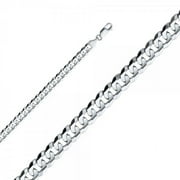 14K White Gold 6.9mm Cuban Concave Chain : 24"