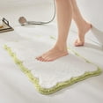 thumbnail image 3 of Microfiber Bathroom Rugs, White Bath Rug with Blue Scalloped Piping Cute Aesthetic Preppy Bath Mat for Bathroom, Tub, Floor Carpet, Sink, Shower, Anti Slip, Absorbent,, 3 of 7